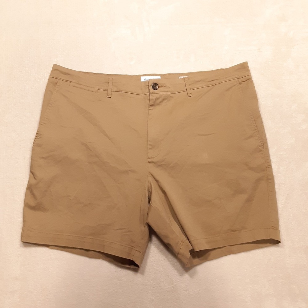 Goodfellow Mens Every Wear Short Sz.40 Khaki Tan 7" Inseam Cotton Spandex Chino